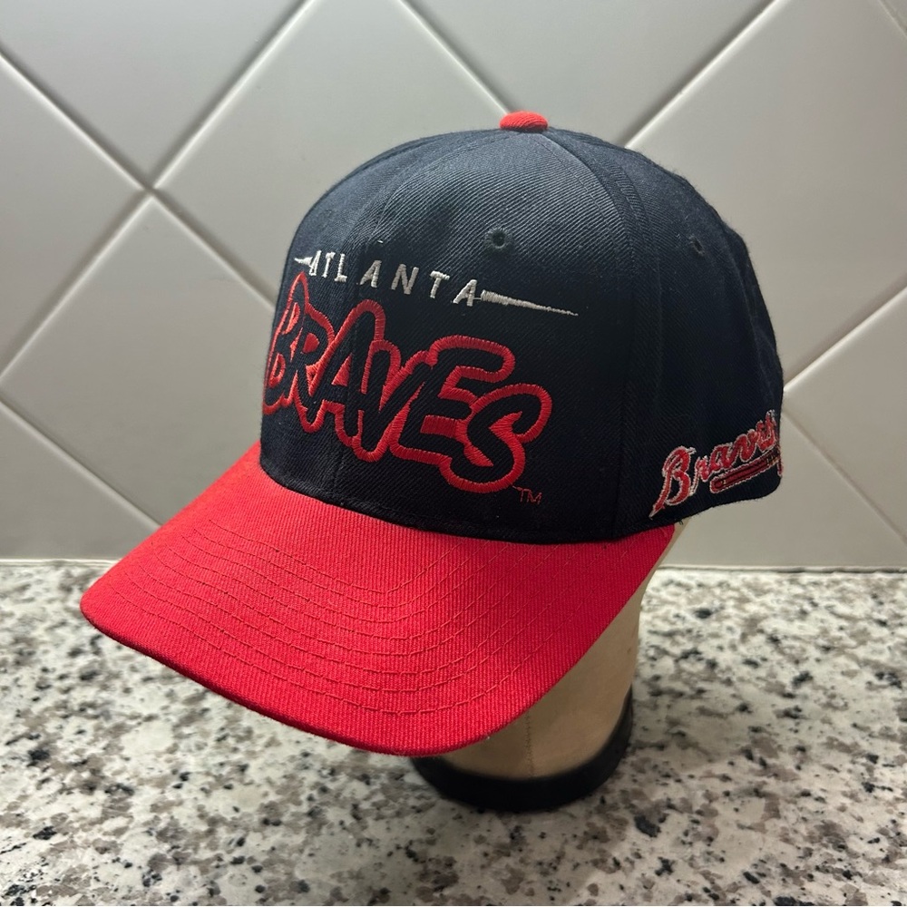 Vintage 90s MLB Atlanta Braves Starter The Natural SnapBack Hat Cap Wool